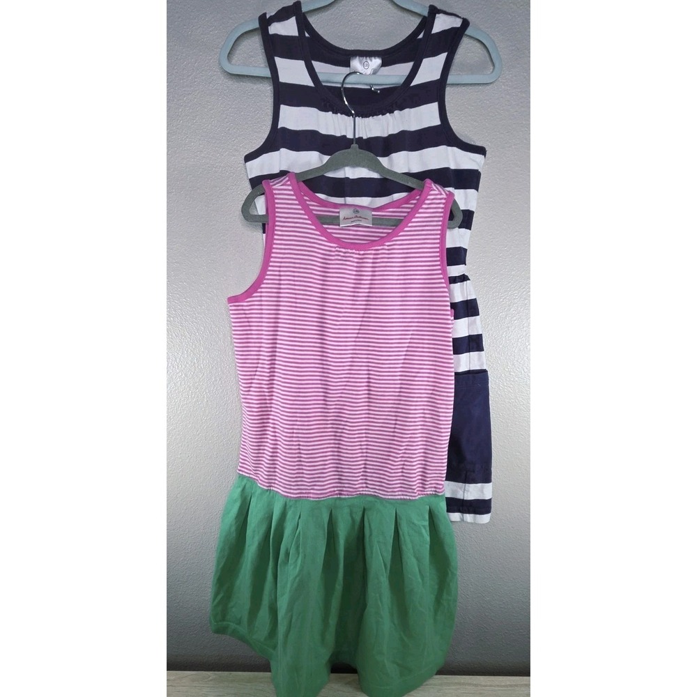 Hanna Andersson Girls Dress Bundle Size 130 (US 8) Stripe Cotton Dresses‎